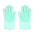 Mint green silicone cleaning gloves with built-in scrubbing bristles and hanging holes - Mint Green With Bristles