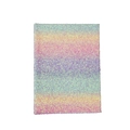 Copertina per taccuino glitterata arcobaleno con texture rosa, blu e viola scintillanti - Paillettes Grandi Arcobaleno Orizzontali / A6