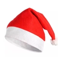 Dettaglio del cappello di Babbo Natale rosso con bordo in peluche bianco e pompon - Cappello di Natale Rosso Standard per Adulti