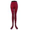 Collants rayés rouge et noir opaques à taille haute pour costumes de Halloween - Collant à larges rayures rouge vin noir