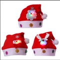 Three-pack LED glowing Christmas hats with plush Santa, Snowman and Reindeer characters - Cartoon Glowing Christmas Hat