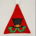 Funny Christmas hat with felt material featuring green glasses and a black top hat design - Christmas Hat with Glasses Design