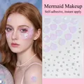 Self-adhesive mermaid face jewels with pearlescent pink shell stickers and white pearls - Mermaid Makeup Pearl & Shell