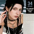 Close-up of self-adhesive butterfly tear facial jewels and 34pcs silver lip stud set - Lip Stud Stickers Set