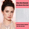 Silver self-adhesive rhinestone facial stickers in mixed 3mm to 6mm sizes for makeup - Shinning Silver Rhinestones 165pcs