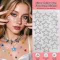 Silver hollow star self-adhesive face gems and body rhinestone stickers for makeup decoration - Silver Hollow Star Connected Rhinestones