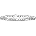 Détail du bracelet chaîne Figaro argentée avec finition polie et fermoir mousqueton robuste - Argent