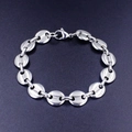 Bracelet pour homme en acier inoxydable argenté poli avec maillons grain de café - Style grain de café/11mm*18cm / Argent