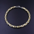 Men's two-tone gold and silver byzantine chain bracelet with secure lobster clasp - 5mm Two-tone Gold and Silver-23cm / Gold and Silver
