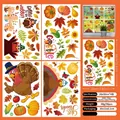 Thanksgiving window clings set featuring cartoon turkeys and autumn pumpkin decals - Thanksgiving Turkey Style C