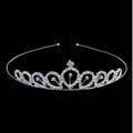 Silver bridal tiara with sparkling crystal rhinestones on a minimalist black background - Teardrop Rhinestone Style (FG115)