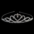 Elegant silver bridal crown with intricate heart patterns and sparkling rhinestones - Scroll Heart Style (FG046)