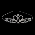 Elegant silver bridal tiara with sparkling rhinestones and openwork heart design - Elegant Heart Style (FG116)