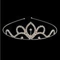 Classic silver bridal tiara with sparkling crystal rhinestones and hollow leaf design - Vintage Leaf Style (FG117)
