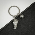 Silver metallic keychain featuring detailed 3D soccer shoe and soccer ball charms - Single Ring Soccer Shoe