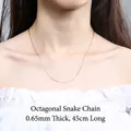 Octagonal snake bone chain in S925 sterling silver, 0.65mm width and 45cm length for women - Ultra Thin Standard (0.65-45)