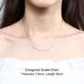 S925 sterling silver octagonal snake chain, 1.0mm thickness, 45cm length for women - Standard Long (1.0-45)