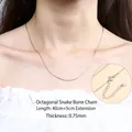 S925 sterling silver octagonal snake chain necklace, length 40cm plus 5cm extender - Extension Chain Style (0.75-40-5)