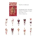 Neon Coral sticker pack with laser gold jewels and butterfly motifs for journaling - Neon Coral