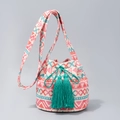 Sac seau style Wayuu avec des motifs géométriques dans les tons rose et rouge - 25*23*16CM / Motif Géométrique Rose Rouge Bleu(BY8277)