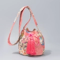 Bohemian Wayuu style crossbody bucket bag in vibrant pink with geometric woven patterns - 25*23*16CM / Pink Blue Yellow Ethnic Floral(BY8278)