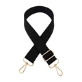 Adjustable black nylon shoulder strap with premium gold metal buckles for crossbody bags - Thickened Pure Black