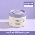 680ml purple 304 stainless steel insulated lunch box with elegant butterfly pattern - 680ML / Large Purple Butterfly