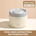 680ml cream color 304 stainless steel insulated lunch jar, portable single pack bento box - 680ML / Large Gray White