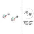 S999 sterling silver iridescent 3mm zircon stud earrings with screw back closure - Copper Setting with S999 Sterling Silver Earring Post / Aurora Color / 3mm (Screw Post)