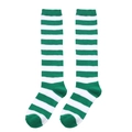 Green and white striped knitted knee-high Christmas socks for kids in high contrast - Children's Socks #29/oil Green With White Stripes / One Size Fits All (ages 7-12)