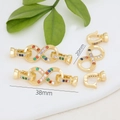 Golden infinity pearl necklace clasp with colorful zircons measuring 38mm x 20mm - Large Infinity / Colorful