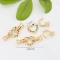 18K gold plated heart clasp with colorful zircon stones for DIY jewelry making - Small Heart / Colorful