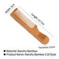 Bamboo comb dimensions 13.7cm length and 3cm width displayed on white background - Handle Comb Bamboo C18