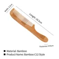 Eco-friendly bamboo hair comb C12 with ergonomic handle for hotels and daily use - Handle Comb Bamboo C12