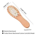 Mini beech wood air cushion hairbrush 13x4x3cm with rounded bristles in natural finish - Cushion Brush Beech 8013