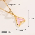 Elegant gold mermaid tail necklace with pink opal stones and sparkling zircon details - Pink Iridescent Opal-look Mermaid Tail (NKL04021)