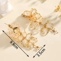 Pendientes de flores doradas con pétalos de resina ámbar de 9,9 cm de largo - Pendientes De Borla Color Champán (resina)