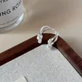 Elegant silver open ring with wavy design and four inlaid white pearls for women - White Artificial Pearl Twisted Open Ring