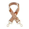 Wide adjustable replacement shoulder strap for bags with brown chevron pattern and gold metal hooks - J23 - Glossy Brown / Silver Clasp
