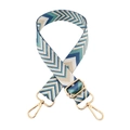 Adjustable wide replacement shoulder strap for bags with blue chevron pattern and gold metal hooks - J22 - Glossy Light Blue / Silver Clasp