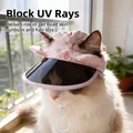 Pink floral pet baseball cap with ear holes and adjustable chin strap for sun protection - S / Pink Small Flower (B06215)