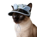 Light blue floral pet baseball cap with cute 3D ears and adjustable drawstring strap - S / Blue Small Flower (B06215)