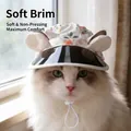 Pet baseball cap in white floral print with soft sun visor and adjustable chin strap - S / Yellow Small Flower (B06215)