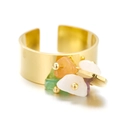 Anello largo aperto dorato con intarsio in pietre naturali multicolore e design ciottoli - Stile Intarsiato con Ghiaia Colorata (MJ-R00902)