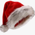 Classic red plush Christmas hat with fluffy white faux fur trim and soft pom-pom - New Red Black Pointy Haipai Fur Trim Adult / Red Black