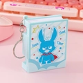 Light blue book-shaped mini pet toy keychain featuring a cute cartoon rabbit illustration - Book Shape Flip/Blue