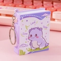 Miniature purple book-shaped virtual pet game console keychain with cute dinosaur - Book Shape Flip/Purple