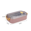 Pink 304 stainless steel insulated lunch box with 22x12x6.5cm dimensions and clear lid - 800ml Single Layer / Carmine Pink