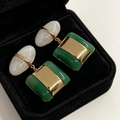 2604095b Green Square Earrings