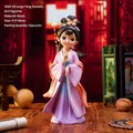 Cute resin Hanfu girl figurine in pink and purple outfit, desktop ornament, 20cm height - Large Diaochan (1060-34)